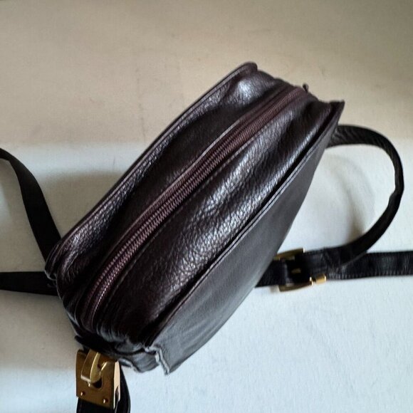 Perlina Vintage Dark Chocolate Brown Square Leather Small Everyday Crossbody - Picture 7 of 10